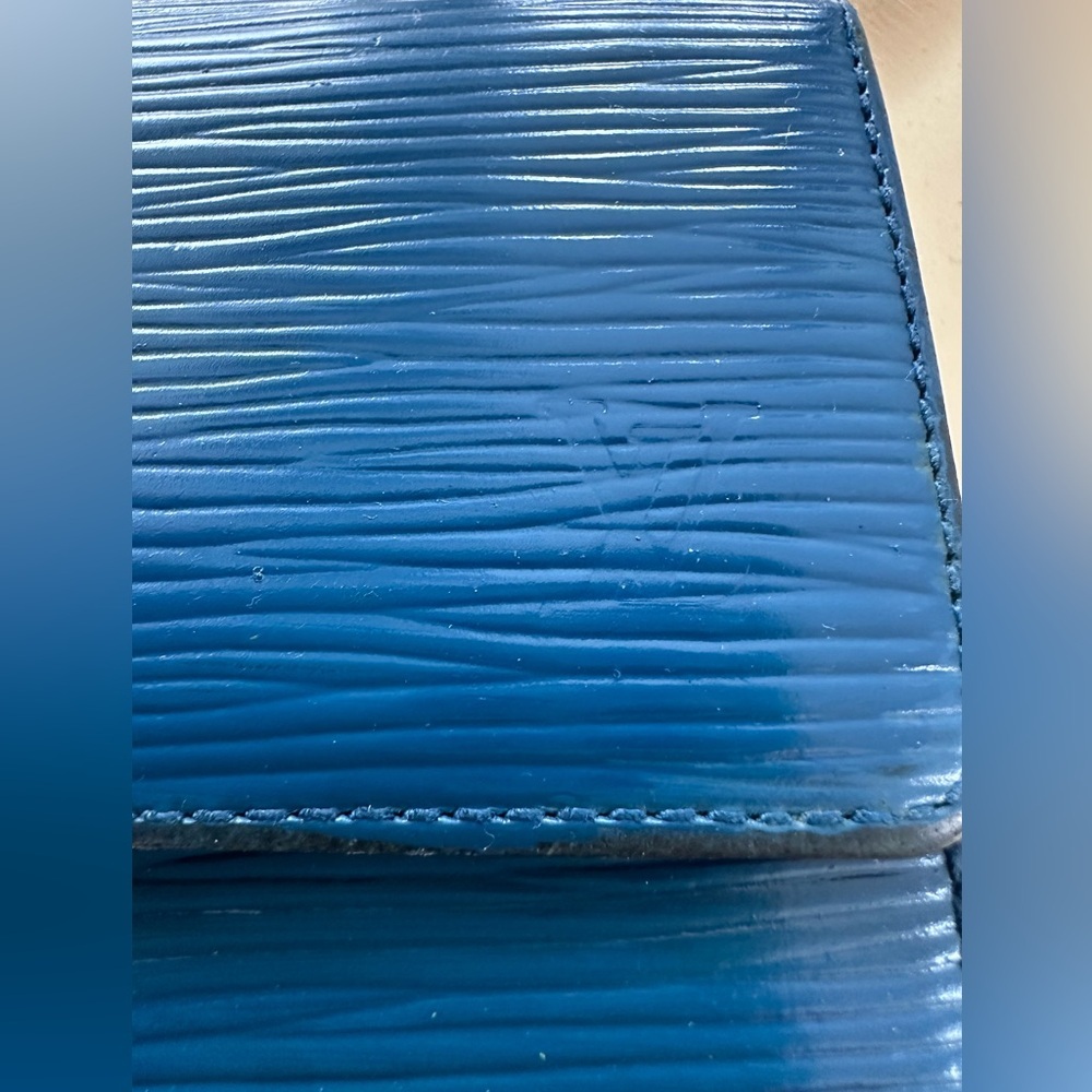 Louis Vuitton Epi Porte Feiulle Elise Leather Trifold Wallet Blue HOST PICK COA - Picture 5 of 11